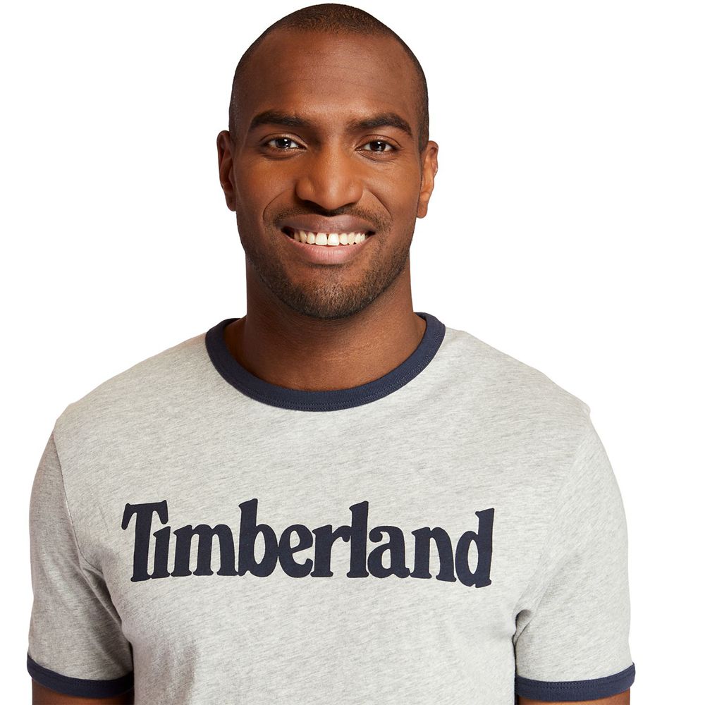 Camisetas Timberland Hombre Tbl® Linear Logo Ringer Gris - Chile LTI-768354